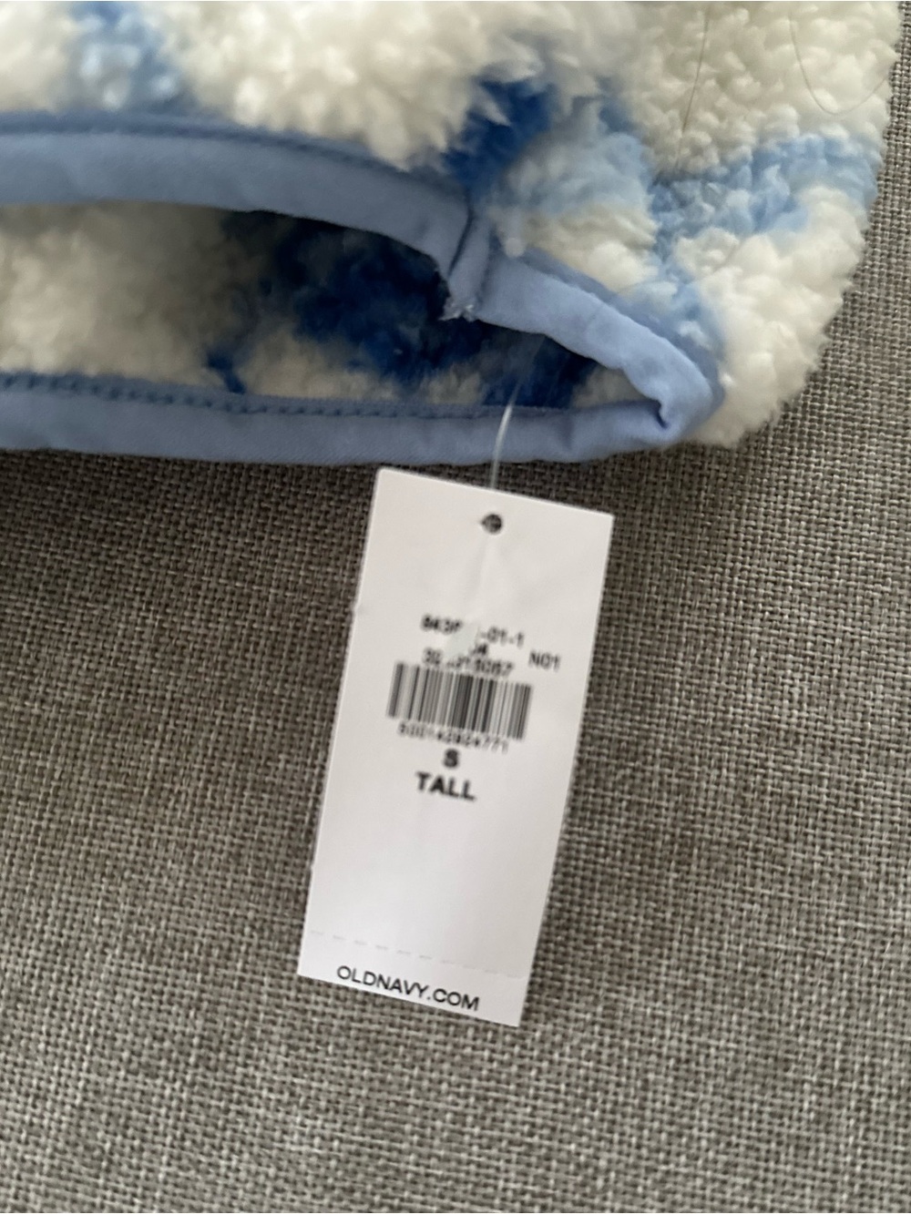 Cream and Light Blue Floral Sherpa Half-Zip Jacket- TALL - Picture 3 of 12